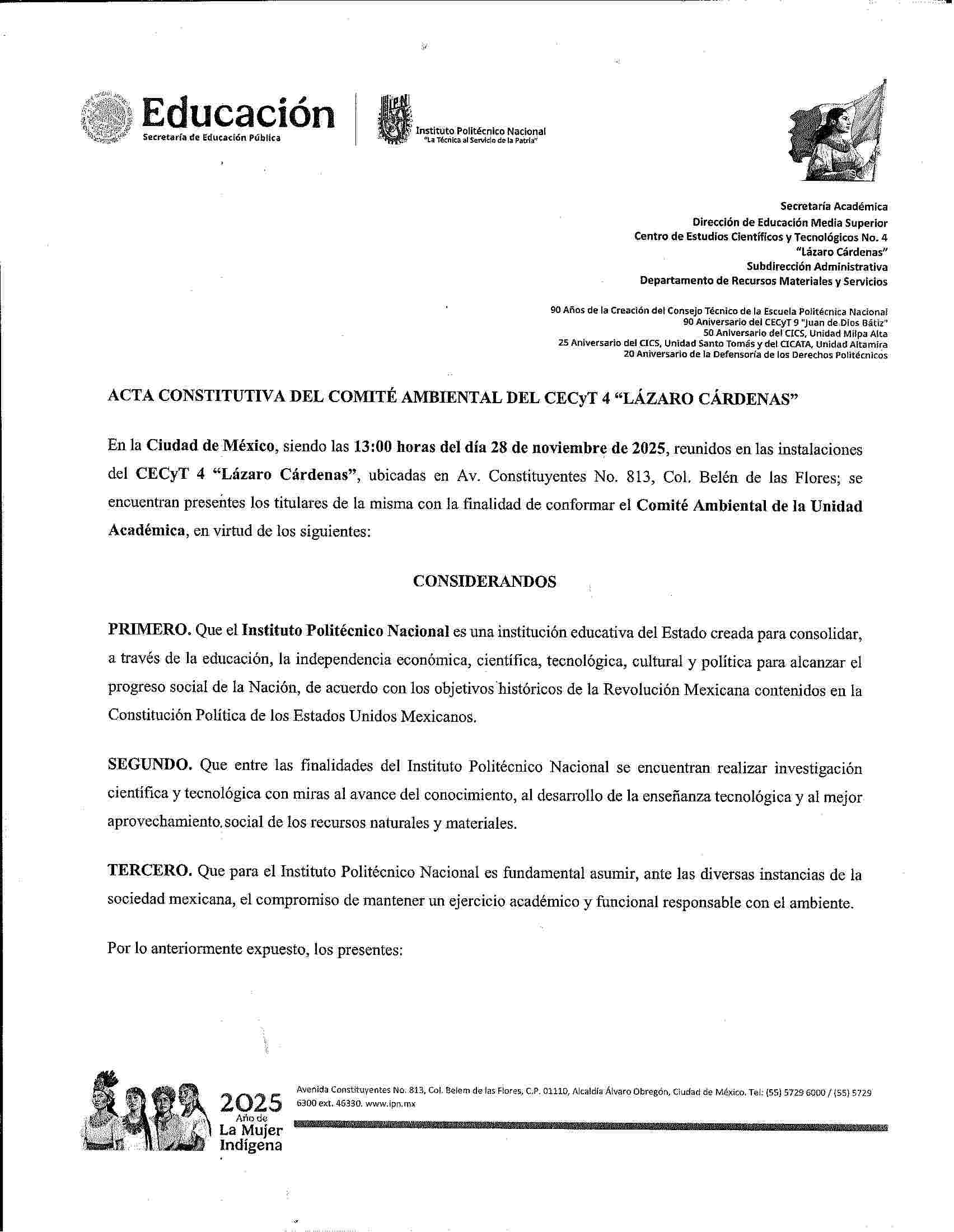 Acta Constitutiva Comité Ambiental